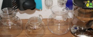Glaskanne, Teekanne, Borosilikatglas. Teekannen aus Glas.