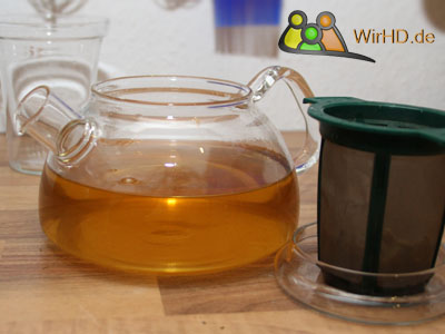 Teekanne aus Glas, Borosilikatglas, hitzebeständiges Glas, Temperaturen bis zu 450° aushält.