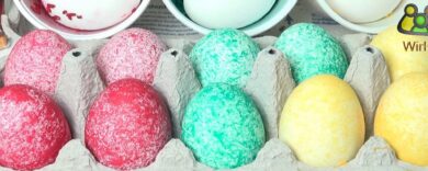 Eier färben mit Reis, Farbe in die Becher geben und schütteln, Ostereierfärbesets, bunte und schillernde Ostereier zaubern